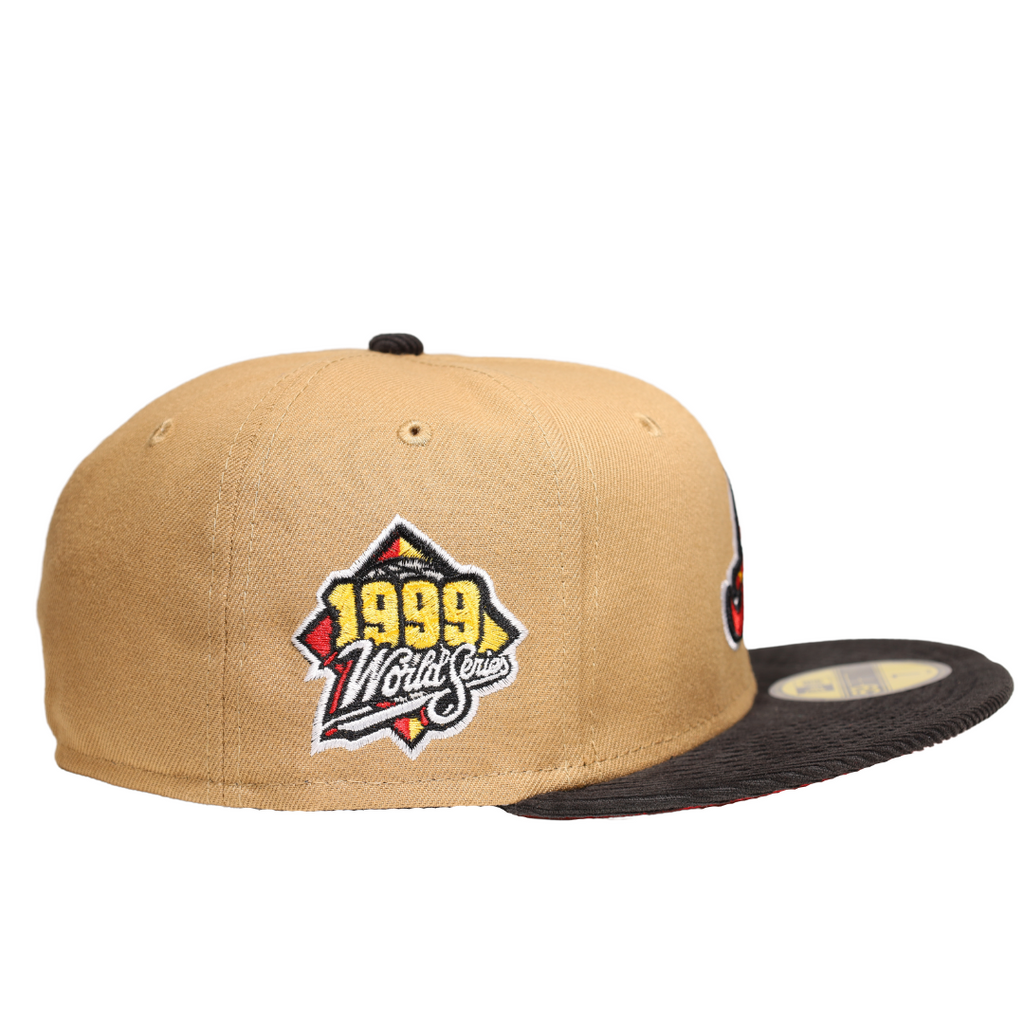 New Era Atlanta Braves Tan/Red/Black Corduroy Visor 1999 World Series 59FIFTY Fitted Hat