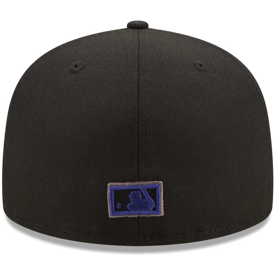 New Era Black  Los Angeles Dodgers 100th Anniversary Patch Blackout Pop Undervisor 59FIFTY Fitted Hat