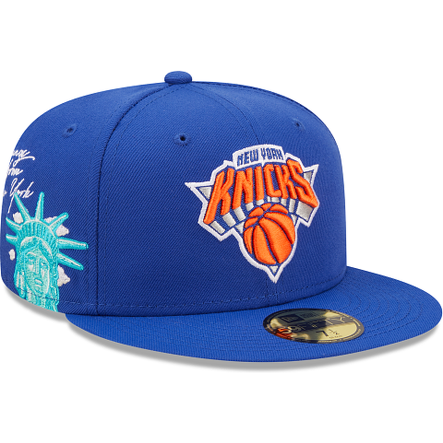 New York Knicks Mitchell & Ness x Lids Team Era Pinwheel Stripe Snapback Hat  - Orange