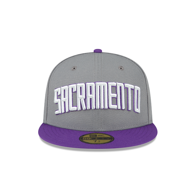 Sacramento Kings CONFERENCE PINWHEEL Purple-Black-White Fitted Ha