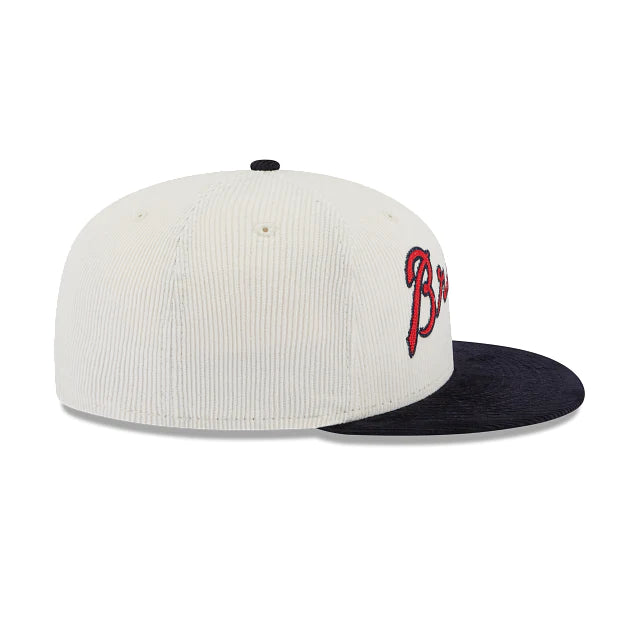 Atlanta Braves OLD SCHOOL CORDUROY SIDE-PATCH Navy Fitted Hat