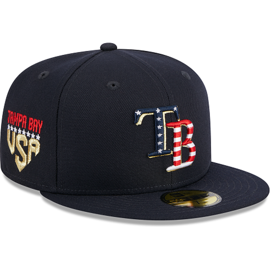 Shop New Era 59Fifty Tampa Bay Rays Quarter Water Fitted Hat 70698903 red