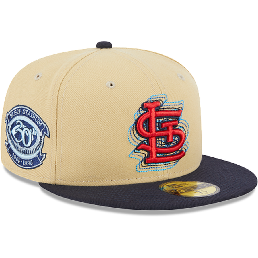 St. Louis Cardinals New Era 30th Season at Busch Stadium Sky Blue  Undervisor 59FIFTY Fitted Hat - Tan