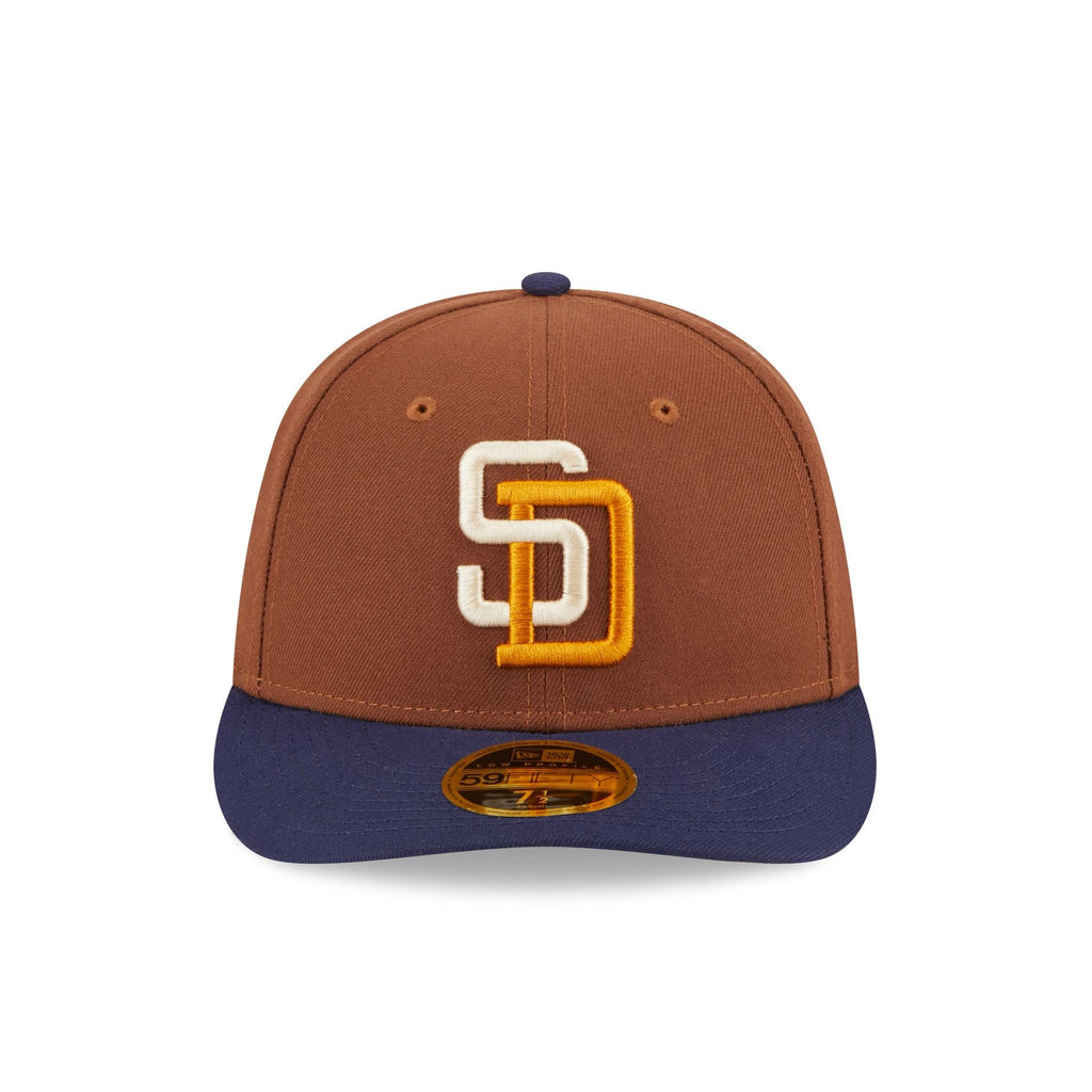 San Diego Padres New Era MLB 59FIFTY 5950 Fitted Cap Hat Yellow/Brown Crown  Brown Visor Brown/Orange Logo