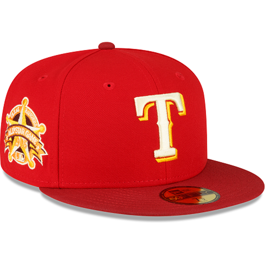 Texas Rangers 40th Anniversary New Era 59FIFTY Fitted Hat (Clear Mint Black Hunter Flame Orange Under BRIM) 7 1/8