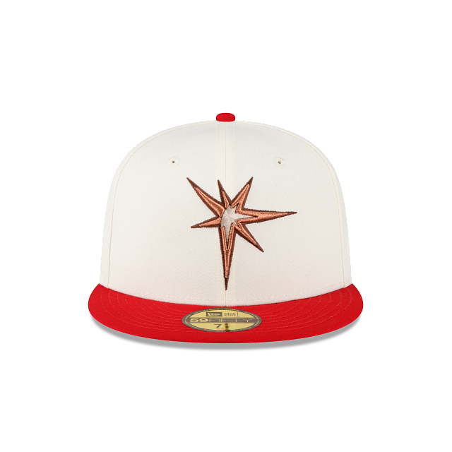 Tampa Bay Rays Mitchell & Ness Cooperstown Collection Evergreen Adjustable  Trucker Hat - Cream