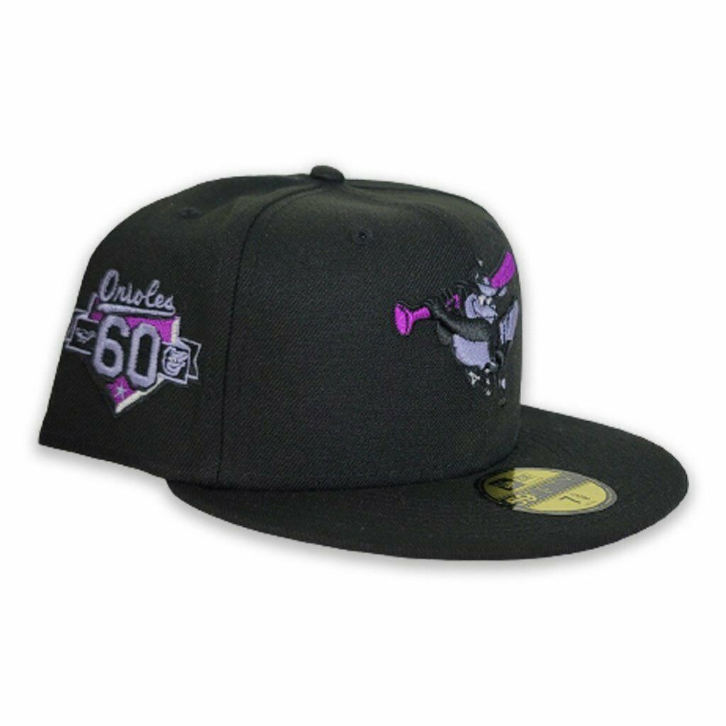 New Era Baltimore Orioles Black/Purple 60th Anniversary Lavender Undervisor 59FIFTY Fitted Hat