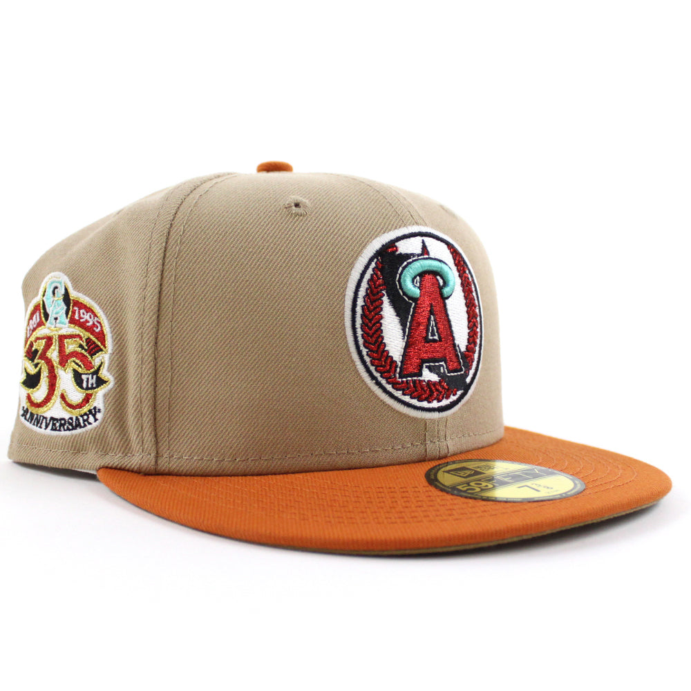 California Angels New Era 35th Anniversary Sky Blue Undervisor 59FIFTY  Fitted Hat - Tan
