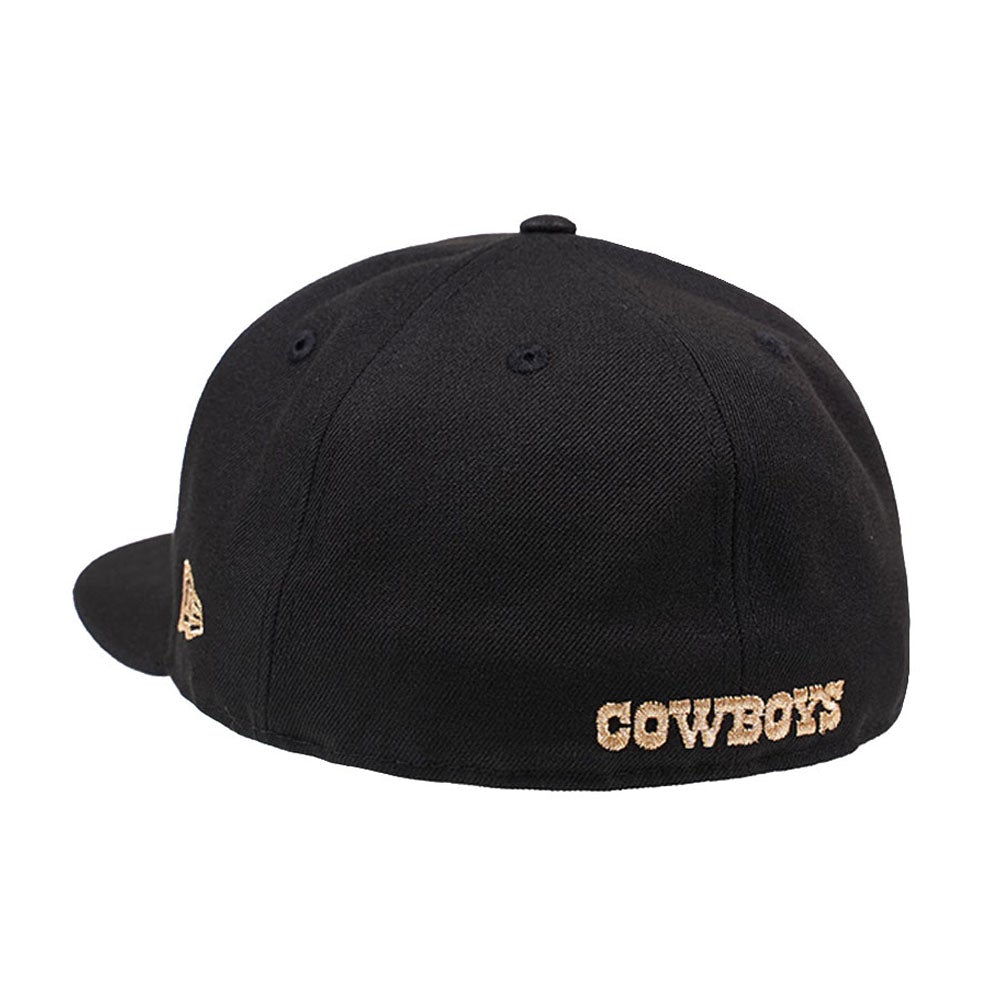 Cowboys 'GOLD STATED METAL-BADGE' Black Fitted Hat by New Era