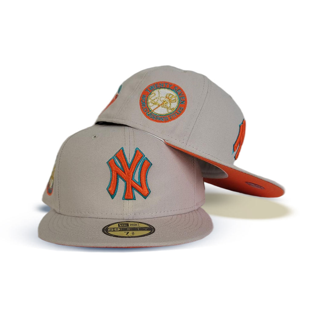 Men's New Era Green New York Yankees 27-Time World Series Champions Orange  Undervisor 59FIFTY Fitted Hat