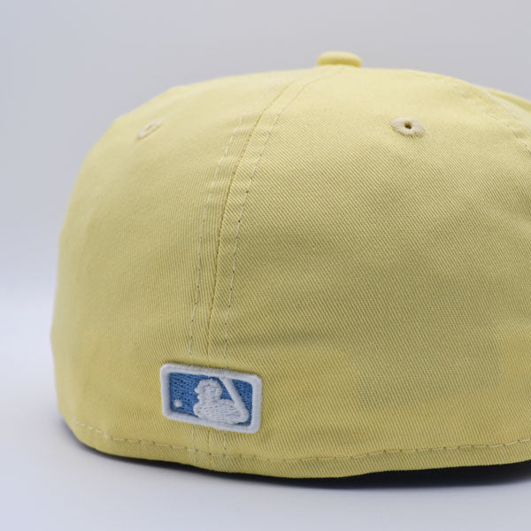 New Era Los Angeles Dodgers Soft Yellow 2020 World Series Sky Blue Bottom 59FIFTY Fitted Hat