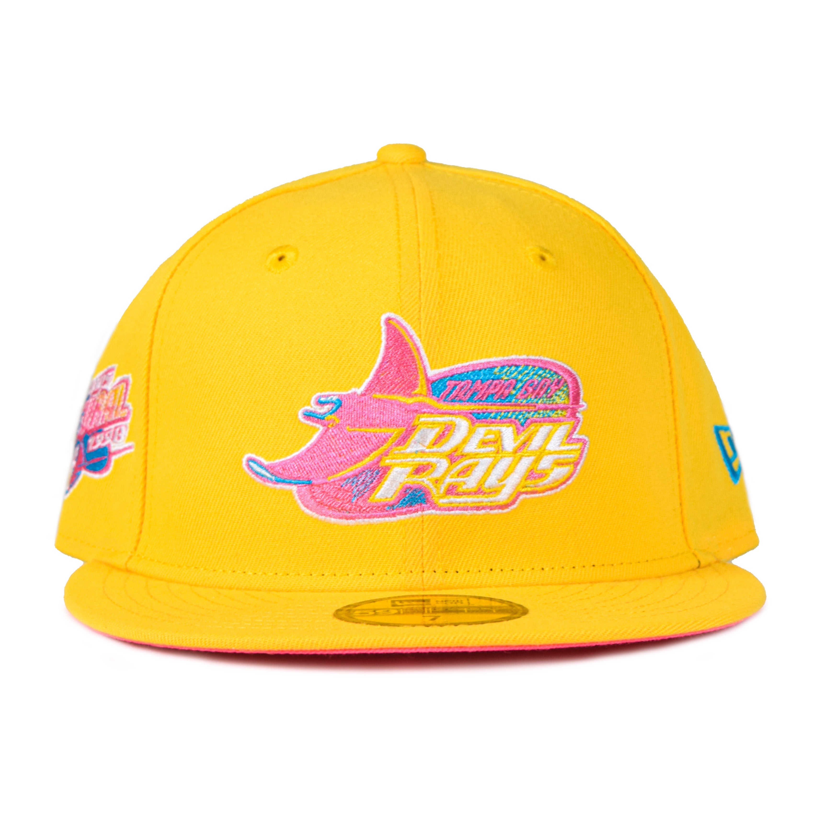 TAMPA BAY DEVIL RAYS 10TH SEASON YELLOW PINK BRIM NEW ERA FITTED