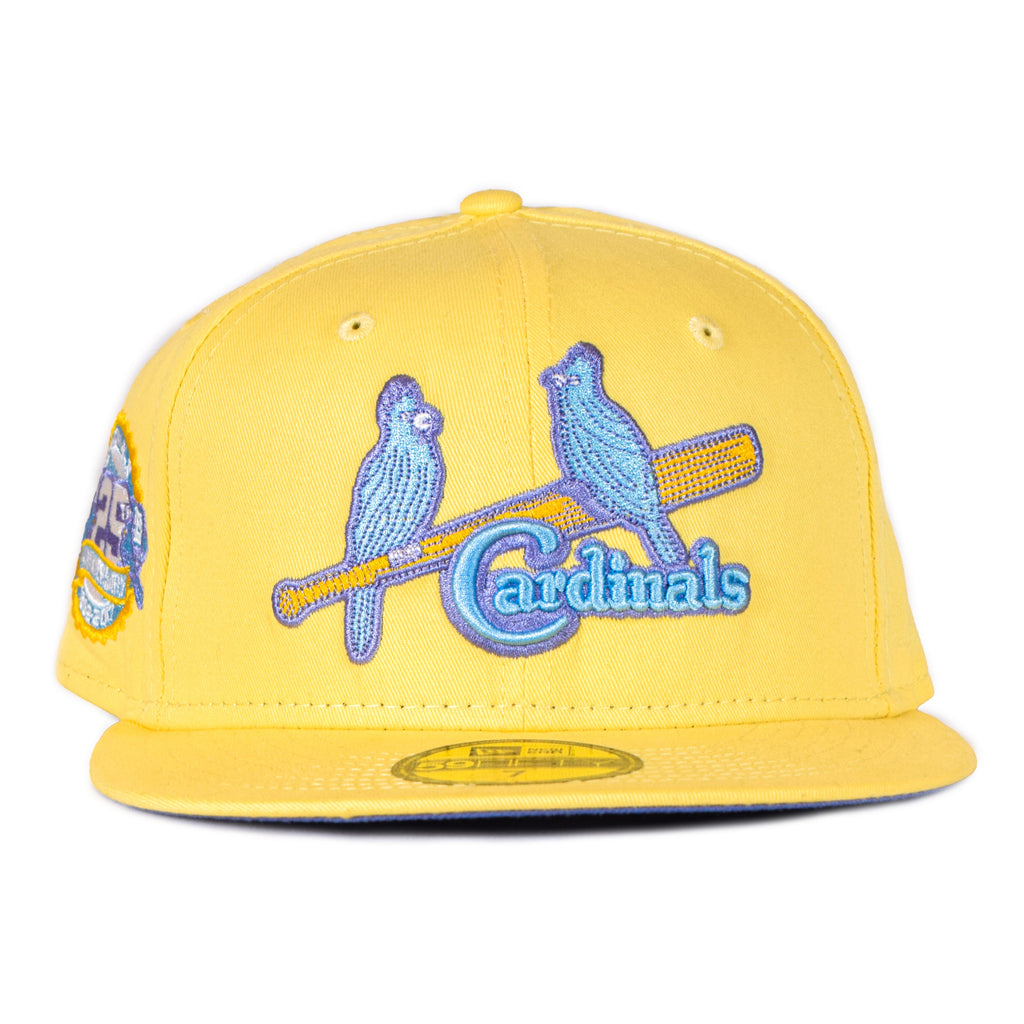 New Era St. Louis Cardinals Yellow 25th Anniversary Lavender Undervisor 59FIFTY Fitted Hat