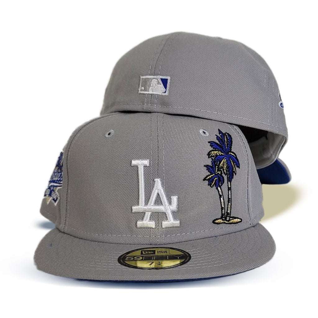 New Era Los Angeles Dodgers Gray/Royal Blue Palm tree 100th Anniversary 59FIFTY Fitted Hat