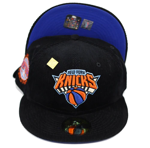 New Era New York Knicks Black Corduroy 2x World Champs 59FIFTY Fitted Hat