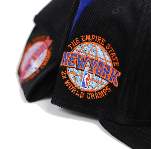 New Era New York Knicks Black Corduroy 2x World Champs 59FIFTY Fitted Hat