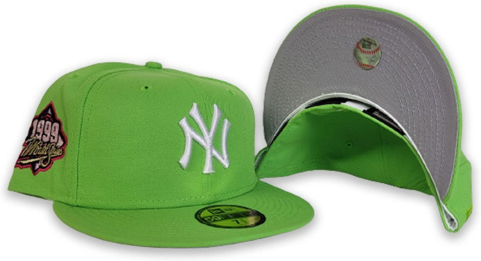 New Era New York Yankees Lime Green 1999 World Series Grey Bottom 59FIFTY Fitted Hat