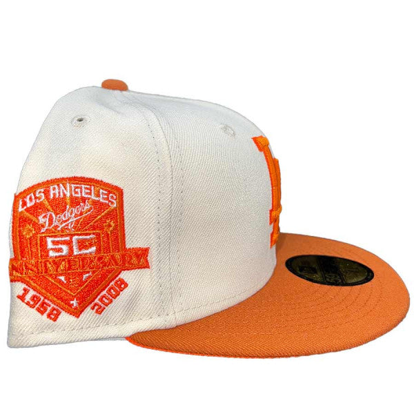 New Era Los Angeles Dodgers Chrome Two Tone 50th Anniversary Patch Bright Orange UV 59FIFTY Fitted Hat