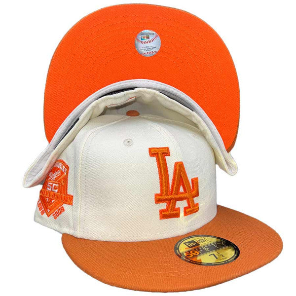 New Era Los Angeles Dodgers Chrome Two Tone 50th Anniversary Patch Bright Orange UV 59FIFTY Fitted Hat