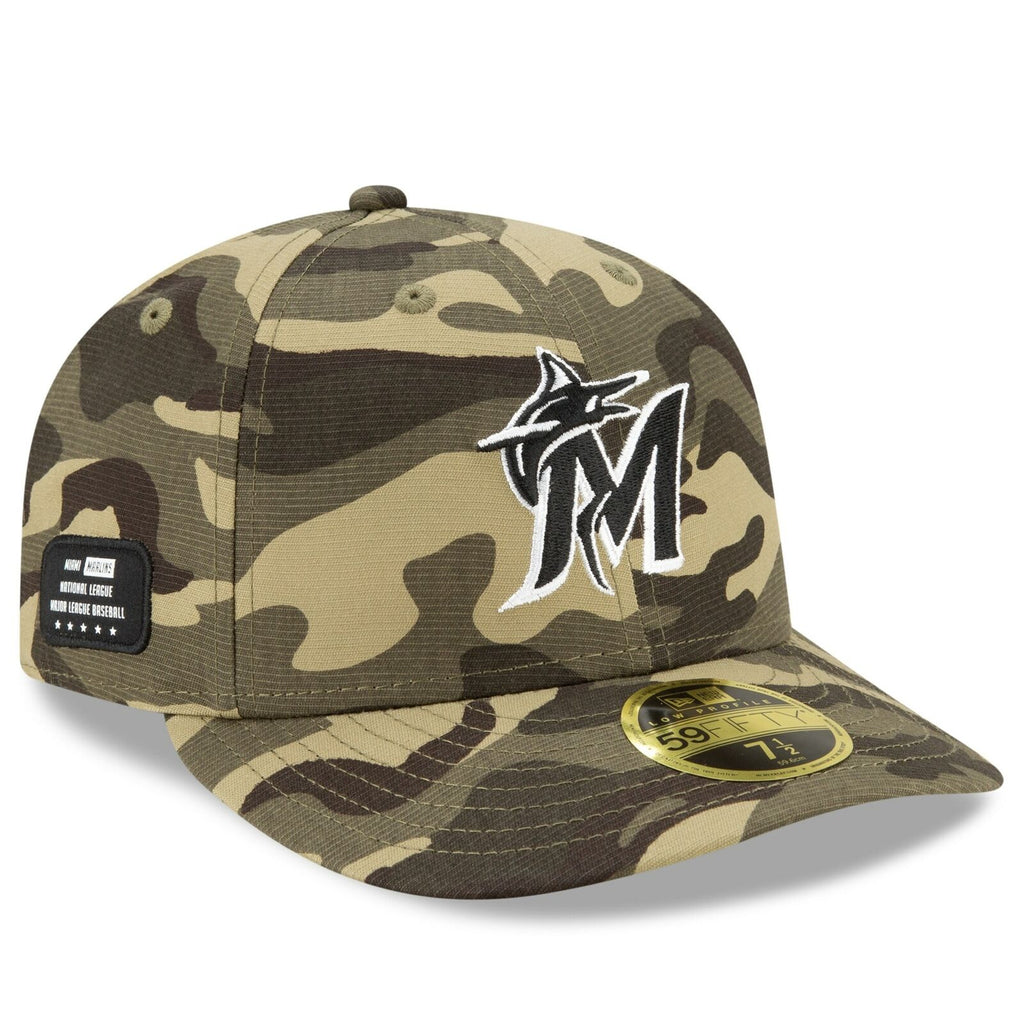 New Era Miami Marlins 2021 Camo Armed Forces Day On-Field Low Profile 59FIFTY Fitted Hat