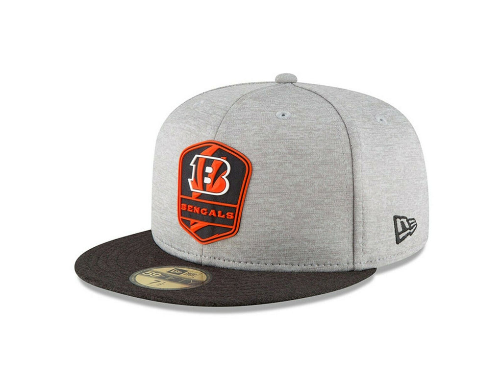 New Era Cincinnati Bengals Heather Grey 2018 NFL Sideline Road 59FIFTY Fitted Hat