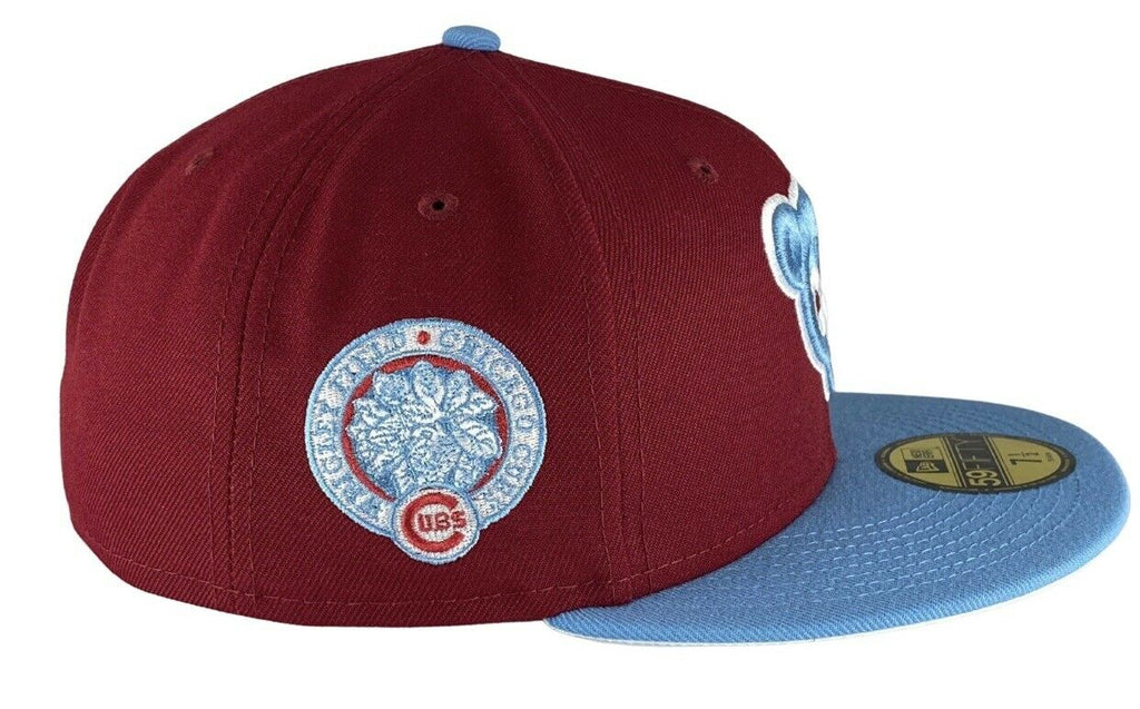 New Era Chicago Cubs Burgundy/Sky Blue Wrigley Field Patch 59FIFTY Fitted Hat