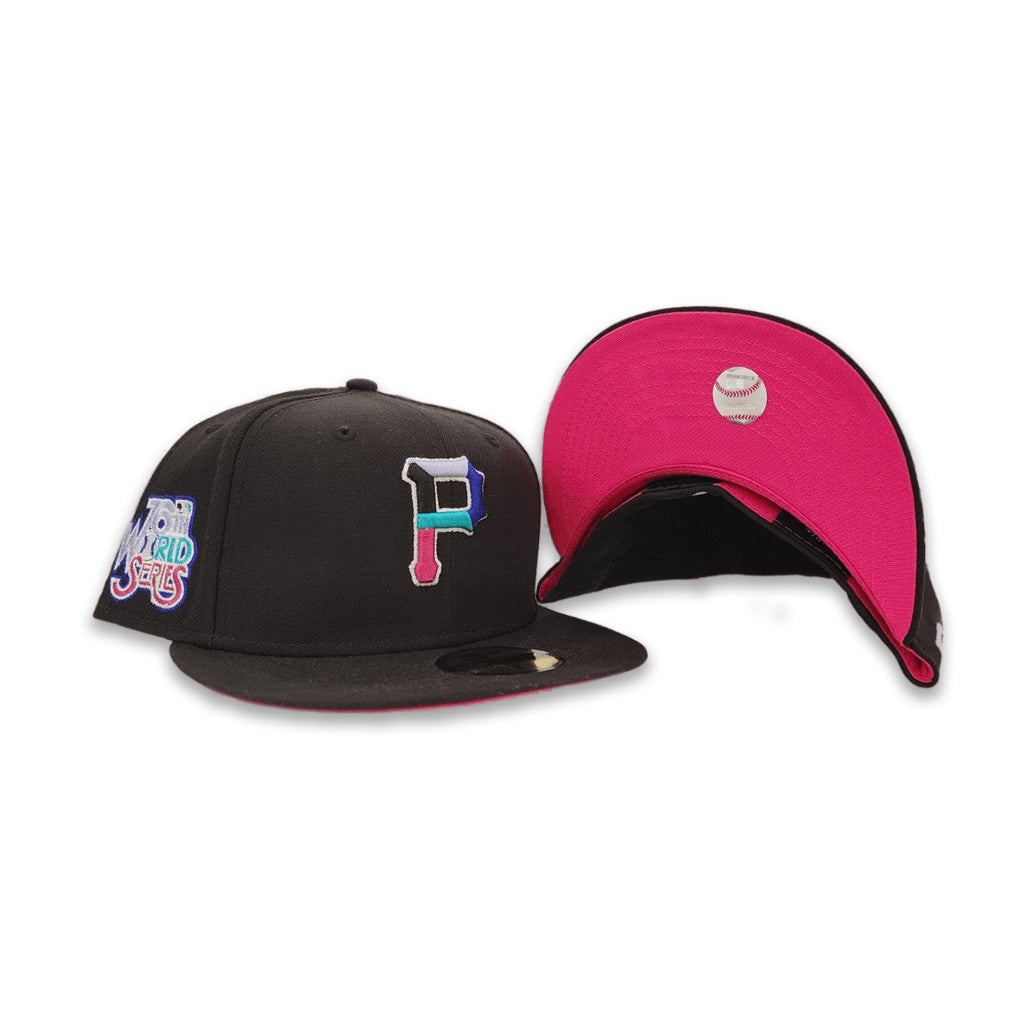 New Era Polar Lights Black Pittsburgh Pirates Fusion Pink Bottom 76th World Series Side Patch 59FIFTY Fitted Hat