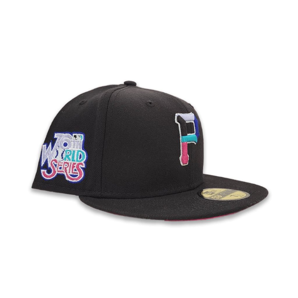 New Era Polar Lights Black Pittsburgh Pirates Fusion Pink Bottom 76th World Series Side Patch 59FIFTY Fitted Hat