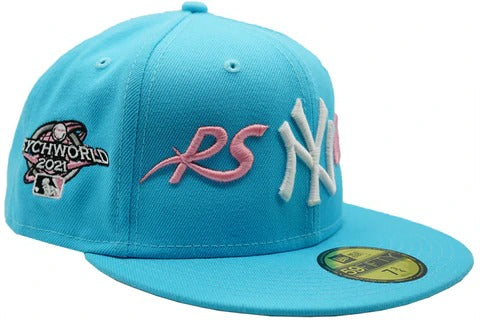 New Era New York Yankees Baby Blue/Pink Psychworld 59FIFTY Fitted Hat