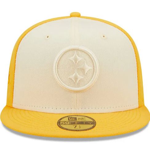 New Era Pittsburgh Steelers Mens Yellow Tonal 2 Tone 59FIFTY Fitted Hat