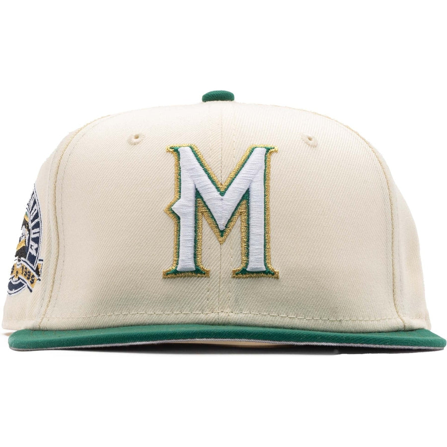 New Era x Politics Milwaukee Brewers Cream/Green County Stadium 59FIFTY Fitted Hat