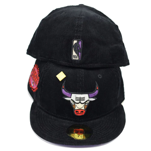 New Era Chicago Bulls Black Corduroy 6x World Champs 59FIFTY Fitted Hat