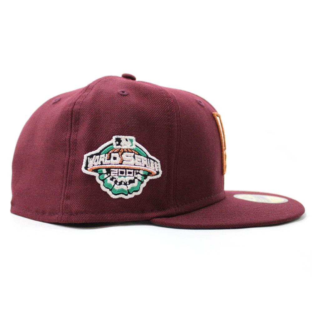 New Era Arizona Diamondbacks 2001 World Series Maroon 59Fifty Fitted Hat (Glow in the Dark)