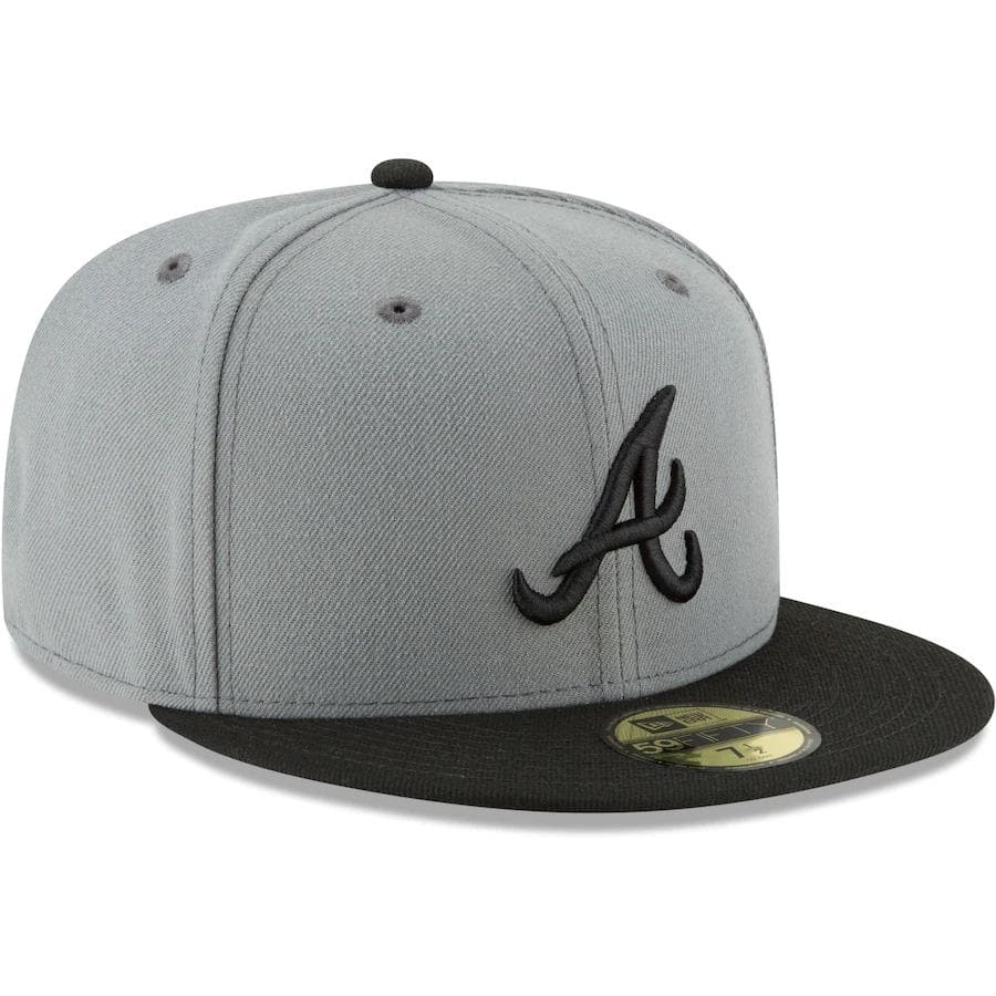 New Era Atlanta Braves Gray & Black Fitted Hat w/ Air Jordan 1 Retro High OG 'Shadow 2.0'