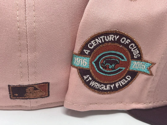 New Era Chicago Cubs Soft Salmon Pink/Maroon 100th Anniversary 59FIFTY Fitted Hat