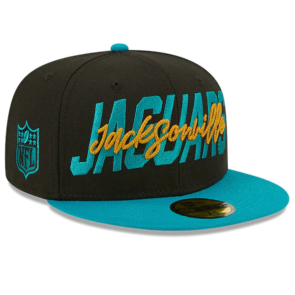 New Era Jacksonville Jaguars  Black/Teal 2022 NFL Draft On Stage 59FIFTY Fitted Hat