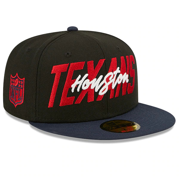 New Era Houston Texans  Black/Navy 2022 NFL Draft On Stage 59FIFTY Fitted Hat