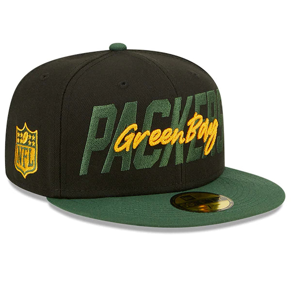 New Era Green Bay Packers  Black/Green 2022 NFL Draft On Stage 59FIFTY Fitted Hat