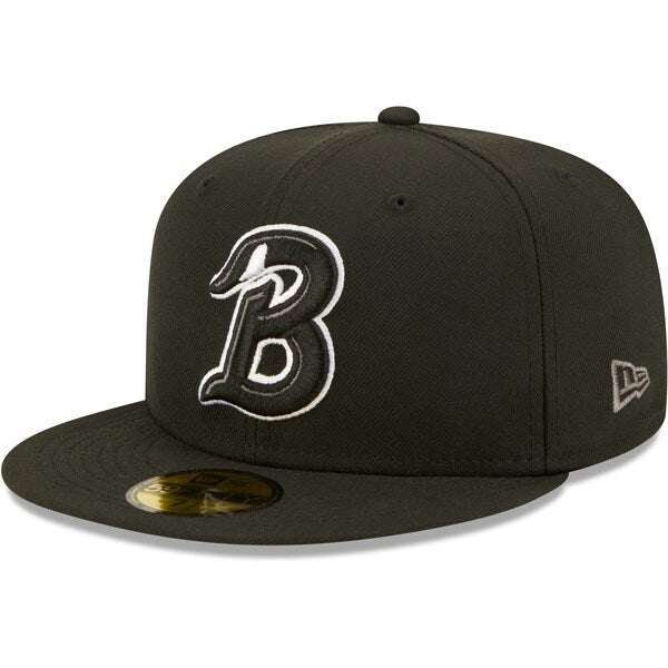 New Era Beloit Sky Carp Black Alternate Logo 4 Authentic Collection 59FIFTY Fitted Hat