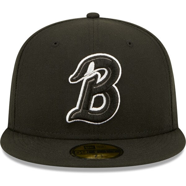 New Era Beloit Sky Carp Black Alternate Logo 4 Authentic Collection 59FIFTY Fitted Hat