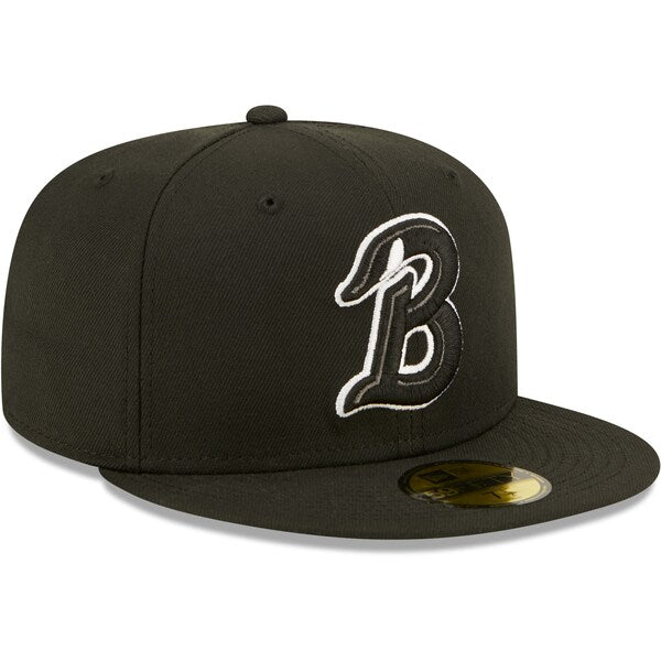 New Era Beloit Sky Carp Black Alternate Logo 4 Authentic Collection 59FIFTY Fitted Hat