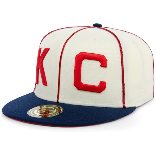 Rings & Crwns  Kansas City Monarchs Team Fitted Hat - Cream/Navy