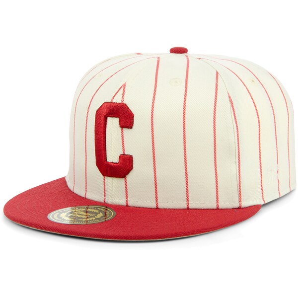 Rings & Crwns Pittsburgh Crawfords Team Fitted Hat - Cream/Maroon
