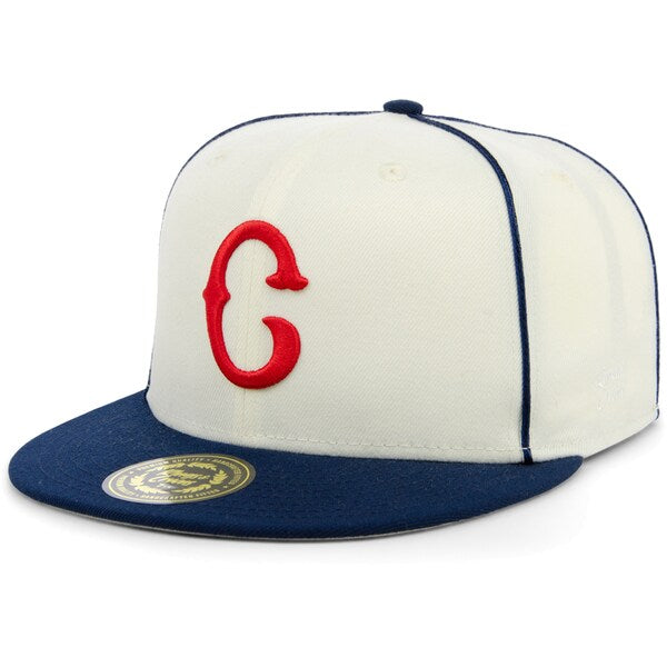 Rings & Crwns  Cleveland Buckeyes Team Fitted Hat - Cream/Navy