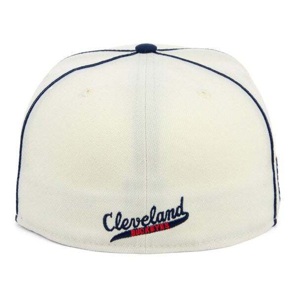 Rings & Crwns  Cleveland Buckeyes Team Fitted Hat - Cream/Navy