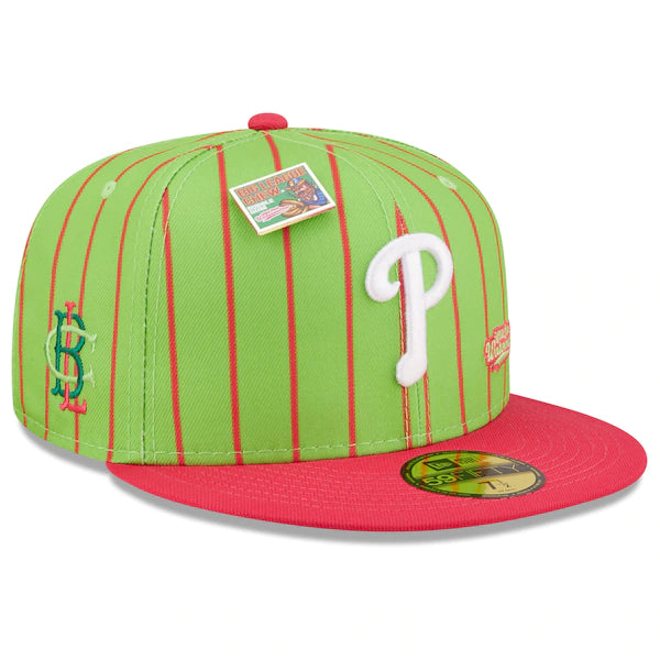 New Era MLB x Big League Chew  Philadelphia Phillies Wild Pitch Watermelon Flavor Pack 59FIFTY Fitted Hat - Pink/Green