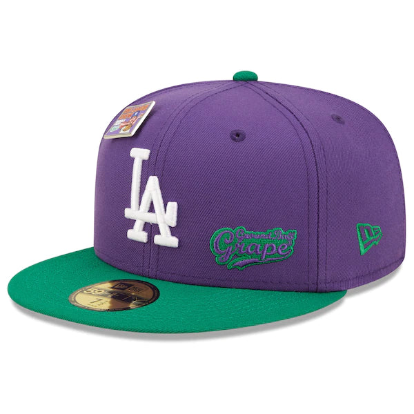 New Era MLB x Big League Chew  Los Angeles Dodgers Ground Ball Grape Flavor Pack 59FIFTY Fitted Hat - Purple/Green