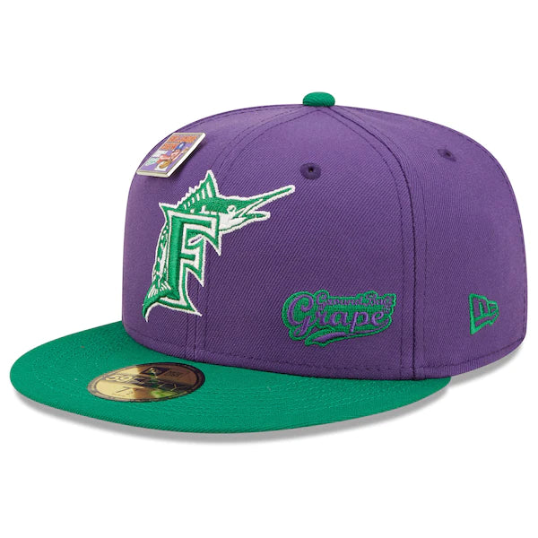 New Era MLB x Big League Chew  Florida Marlins Ground Ball Grape Flavor Pack 59FIFTY Fitted Hat - Purple/Green