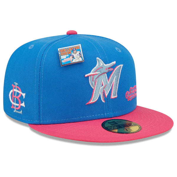 New Era MLB x Big League Chew  Miami Marlins Curveball Cotton Candy Flavor Pack 59FIFTY Fitted Hat - Blue/Pink