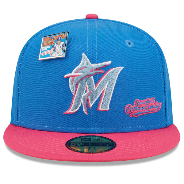 New Era MLB x Big League Chew  Miami Marlins Curveball Cotton Candy Flavor Pack 59FIFTY Fitted Hat - Blue/Pink